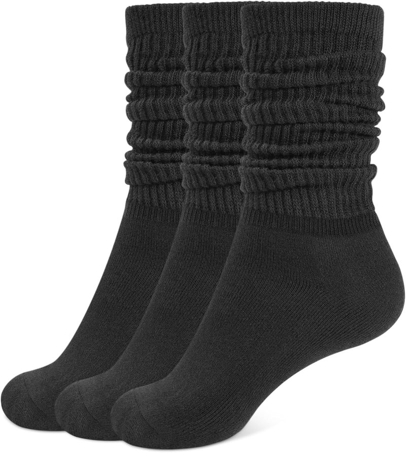 CLOSEMATE Womens Crew Slouch Socks Cotton Soft Scrunch for Boots Loafers Sneakers 3 Pairs - Image 1
